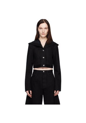 ALAÏA Black Cropped Hooded Denim Jacket