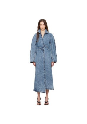 ALAÏA Blue Faded Denim Trench Coat
