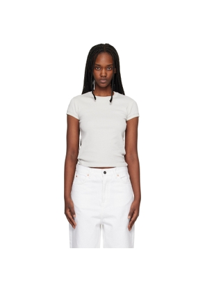 Maison Kitsuné Gray Contrasted Rib Fitted T-shirt
