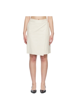 Loulou de Saison Off-White GORA Ostrich-Effect Wrap Leather Midi Skirt