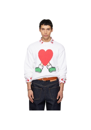 Moschino White All Over Hearts Sweater