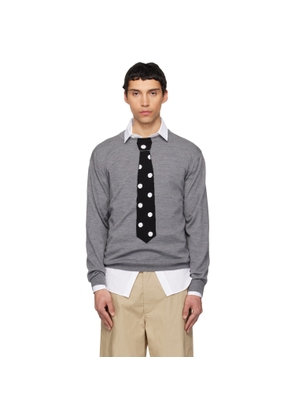 Moschino Gray Extra-Fine Merino Wool Intarsia Sweater
