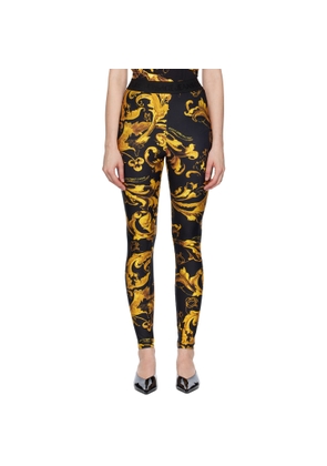 Versace Jeans Couture Black & Gold Lycra Barocco Leggings