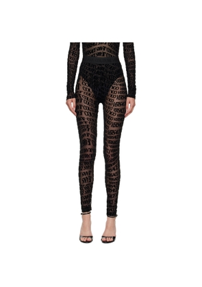 Versace Jeans Couture Black Tulle Flock Liquify Leggings