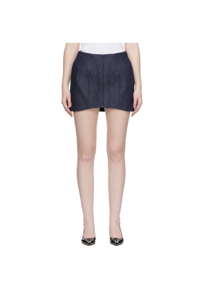 Mugler Navy Raw Denim Miniskirt