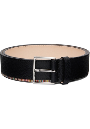 Paul Smith Black 'Signature Stripe' Edge Leather Belt