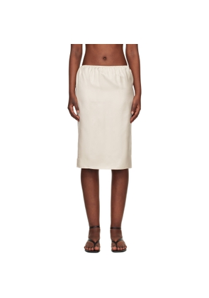 Loulou de Saison Off-White Vasali Silk Twill Midi Skirt