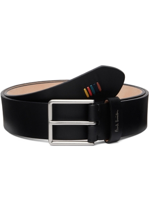Paul Smith Black Leather 'Artist Stripe' Stitch Belt