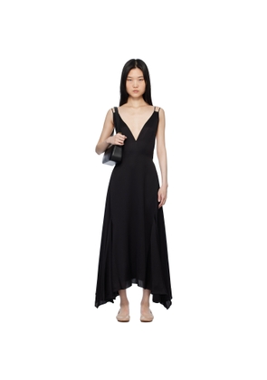 Lanvin Black Silk Bowling Midi Dress