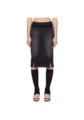 Prototypes Black Waistband Pencil Denim Midi Skirt