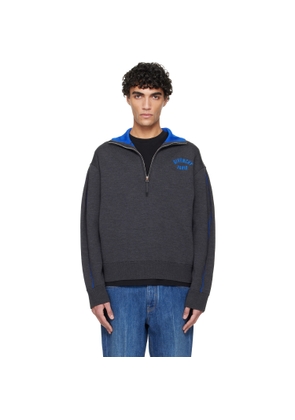 Givenchy Gray Couture Seam Half-Zipped Sweater