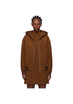 AO YES Brown Hooded Faux-Suede Jacket