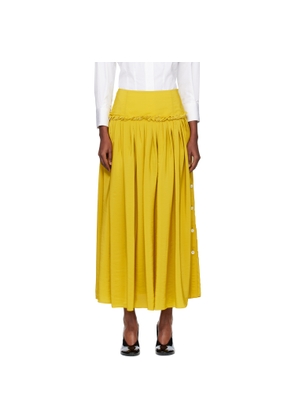 Lanvin Yellow Basque Charmeuse Midi Skirt