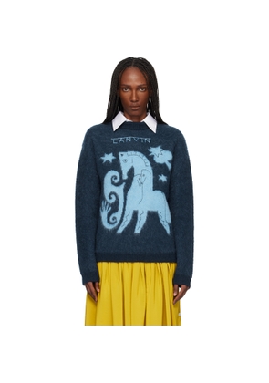 Lanvin Navy Lunar Year Jacquard Mohair Sweater