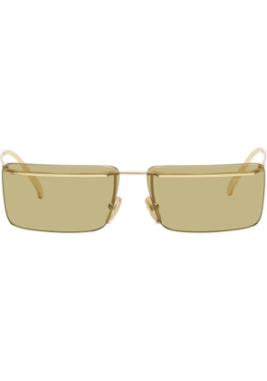 Prada Eyewear Gold Rimless Metal Rectangle Sunglasses