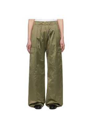 AMI Paris Khaki Cotton Satin Zipped Cargo Trousers