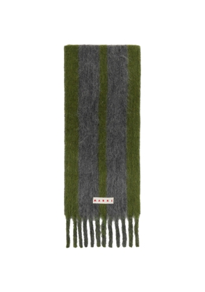 Marni Green & Gray Striped Alpaca Scarf