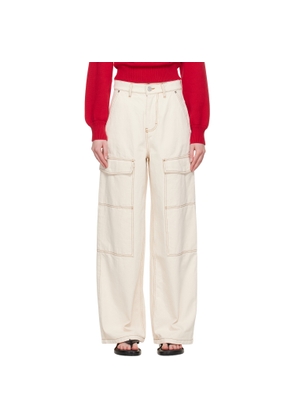 AMI Paris Beige Cotton Wide Fit Denim Cargo Pants