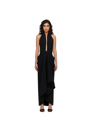 Givenchy Black Draped Wool Maxi Dress