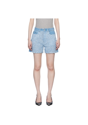 Stella McCartney Blue Mid-Rise Bouclé Denim Shorts