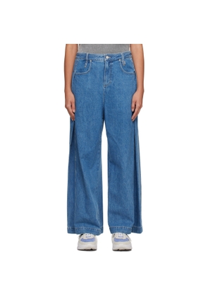 WOOYOUNGMI Blue Wide Folding Jeans