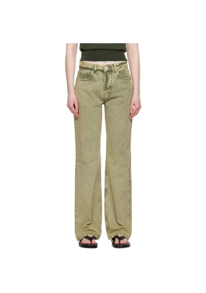 AMI Paris Khaki Cotton Large Fit Jeans