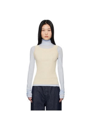 LE17SEPTEMBRE Beige Ribbed Scoop Neck Tank Top