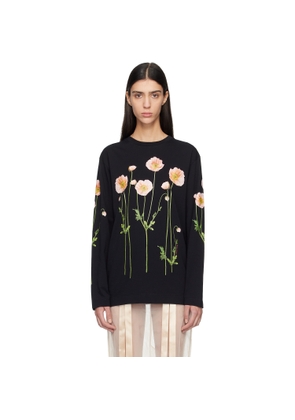 Simone Rocha Black Poppy Field Print Long Sleeve T-shirt