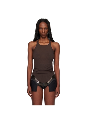 Rick Owens Brown Temple Basic Rib Tank Top