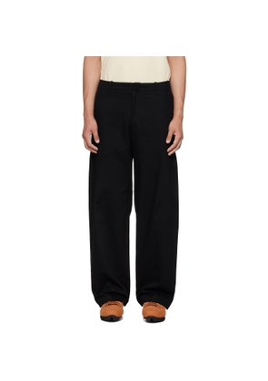 J EONGL I Black Heavy Cotton Cicada Trousers