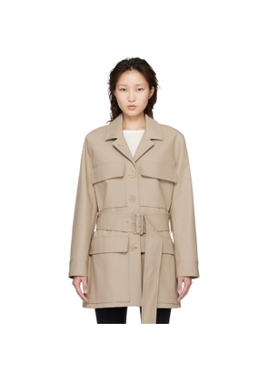 Courrèges Beige Utility Belted Coat