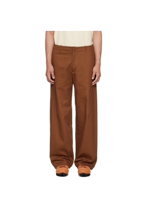 J EONGL I Brown Heavy Cotton Cicada Trousers