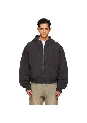 HOPE Black Oversized Zip-Up Hoodie