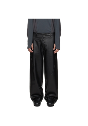 J EONGL I SSENSE Exclusive Black Cicada Faux-Leather Trousers