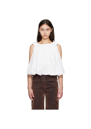 CPLUS Series White Crew-Neck Pleated Bubble Top