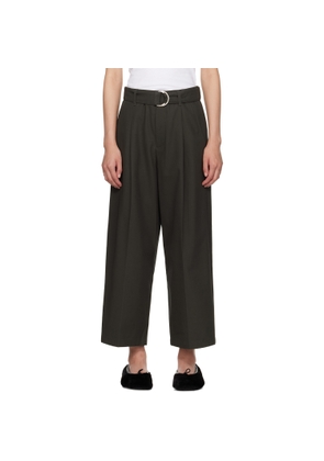Maria McManus Gray Belted Wide Leg Crop Trousers