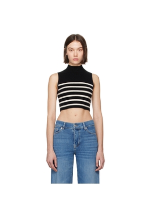 FRAME Black Cropped Cashmere Mockneck Sweater