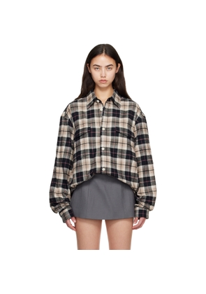 CPLUS Series Beige & Black Checked Oversize Shirt