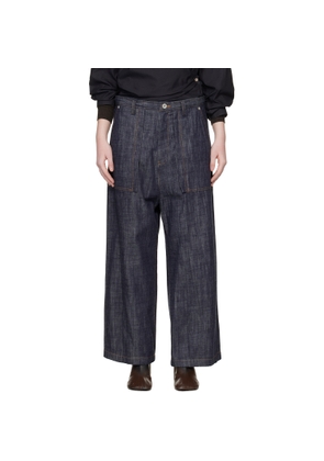 Y's Blue 80oz Denim Long Straight Jeans