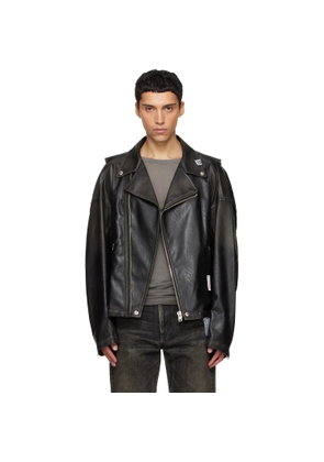 Maison MIHARA YASUHIRO Black Vest Combined Coating Faux-Leather Jacket