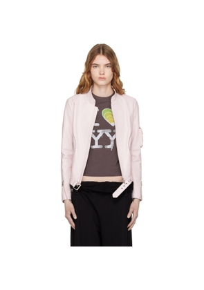 OPEN YY Pink Leather Radius Motor Jacket