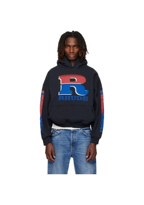 Rhude Black Split Petrol Logo Hoodie