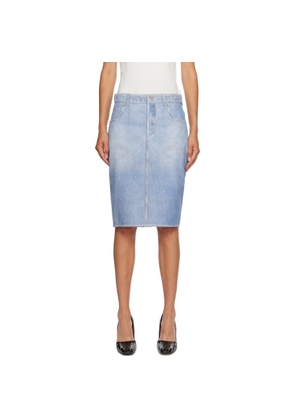 Bottega Veneta Blue Printed Leather Midi Skirt