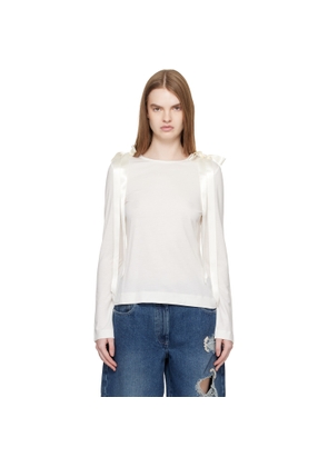 Simone Rocha Off-White Bow Ribbon Tail Long Sleeve T-shirt