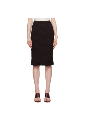 Jil Sander Brown Shirring Midi Skirt