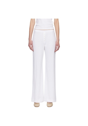 LESET White Pointelle Boxer Lounge Pants