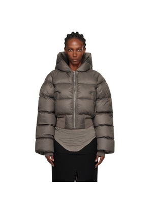 Rick Owens Gray Concordians Hooded Down Jacket