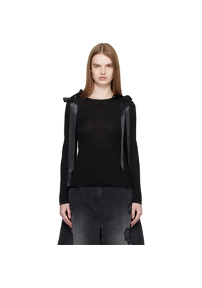 Simone Rocha Black Bow Ribbon Tail Long Sleeve T-shirt
