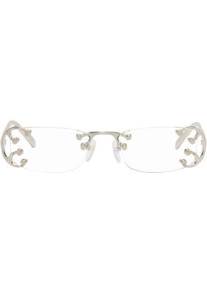 Prada Eyewear Silver Rimless Metal Glasses