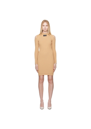 BALMAIN Beige Shoulder Cut Knit Minidress